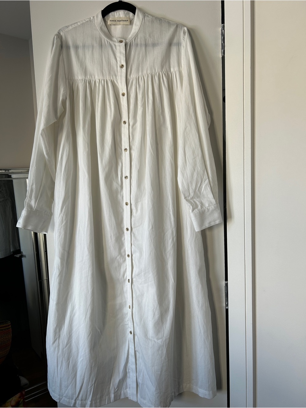Mara Hoffman White Button-up Long-sleeve Dress Women's L